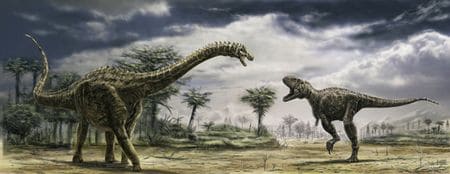 Le dinosaure Ampelosaurus et le dinosaure Tarascosaurus.