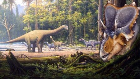 Le dinosaure Mercuriceratops au Crétacé.