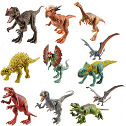Des figurines de dinosaures.